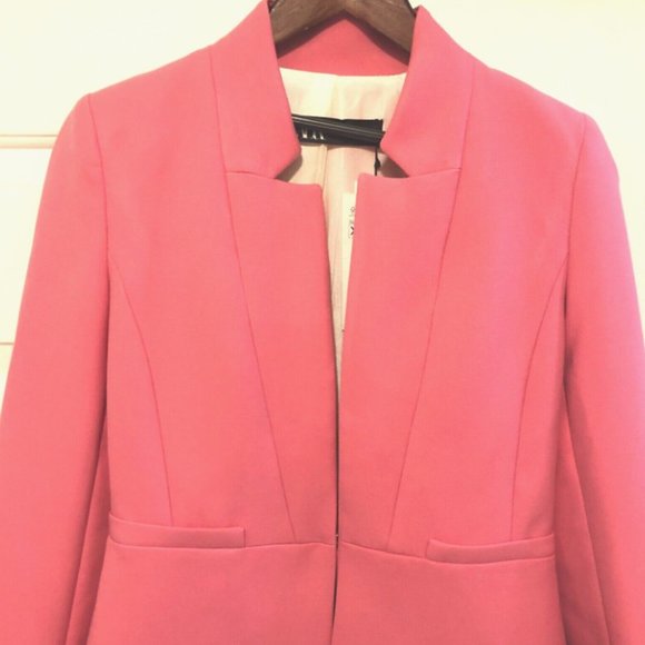 NWT ZARA WOMEN FITTED INVERTED LAPEL FROCK COAT PINK 22188/676 M - Picture 8 of 10